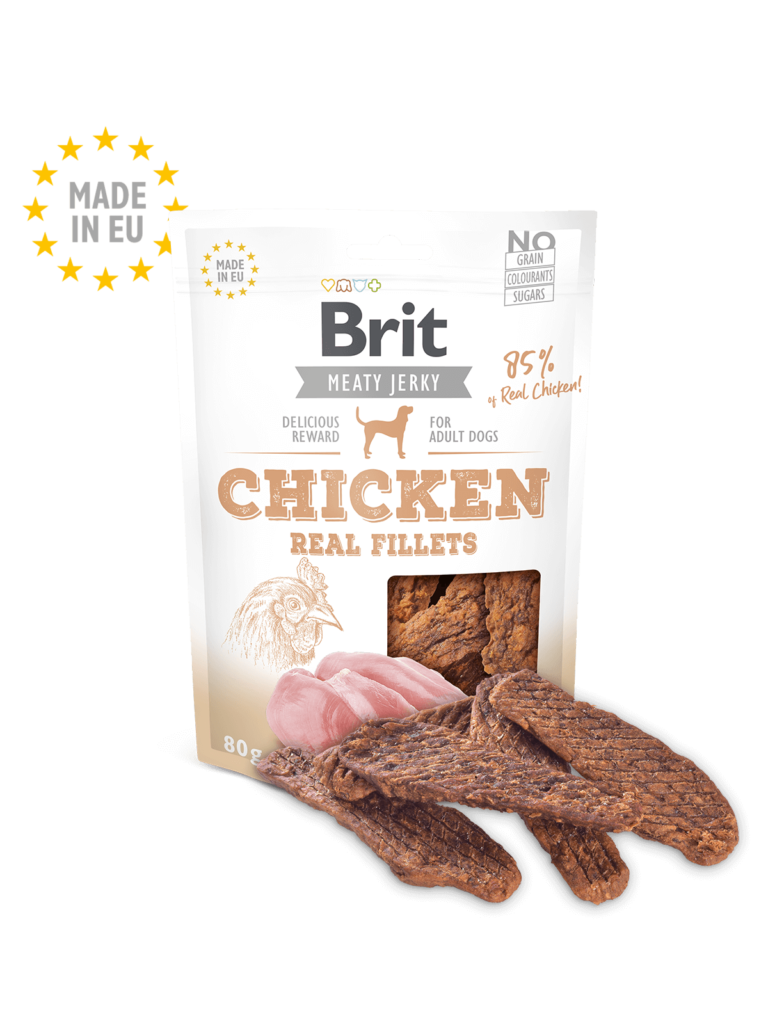 <strong>Brit</strong> Chicken Real Fillets, Snack para Perros, Filetes de Pollo, bolsa de 80-200 gr
