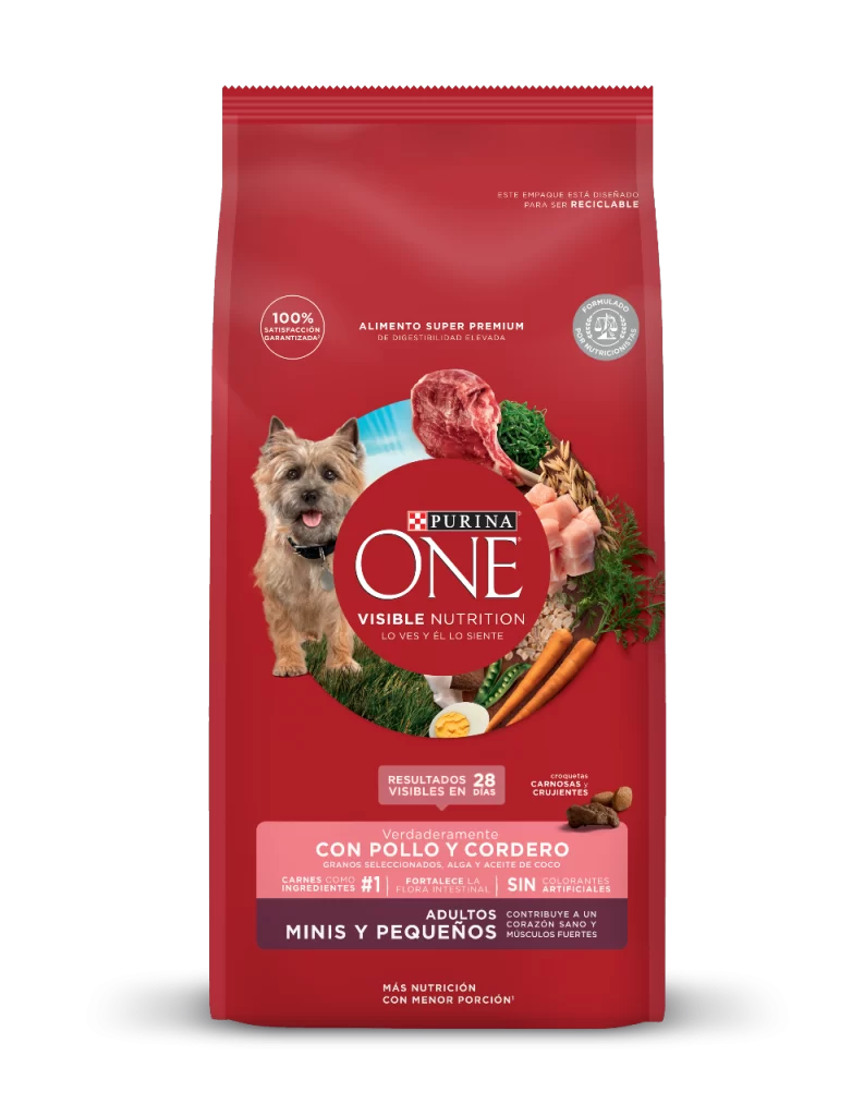 <strong>Purina ONE</strong> Alimento Seco para Perros, Adulto, Raza Mini/Pequeña, Pollo y Cordero, bolsa de 2-6 kg