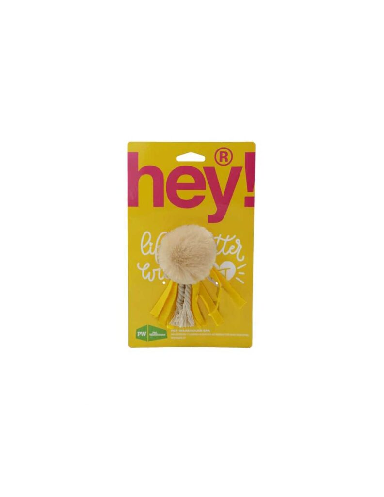HEY! JUGUETE GATO POM POM CINTAS 11X5 CM