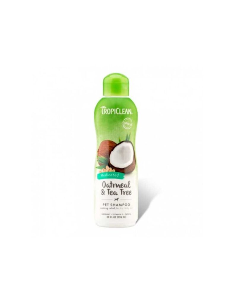 <strong>TropiClean</strong> Shampoo Árbol de Té y Avena para Perros y Gatos, Natural y Calmante