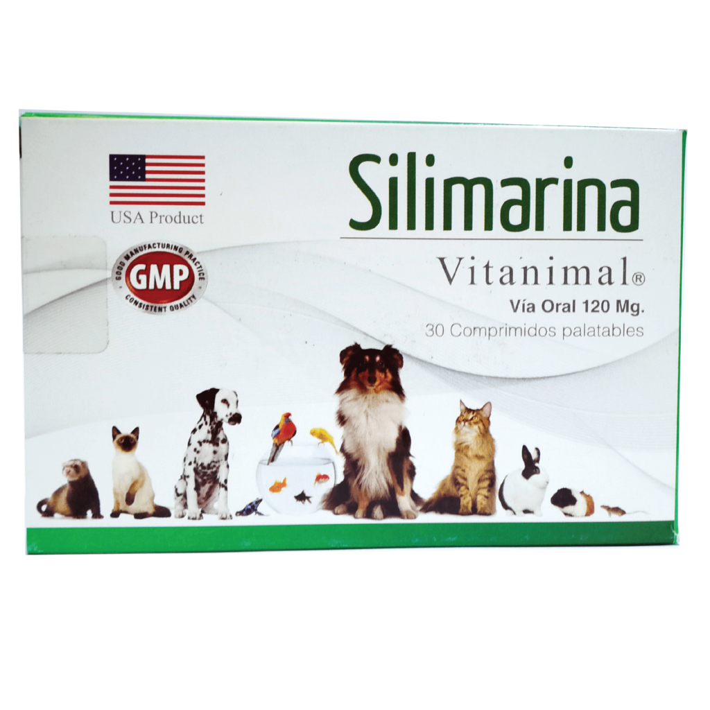 <strong>Silimavet</strong> Silimarina Suplemento Natural, Protector Hepático para Perros y Gatos, frasco con 30 comprimidos