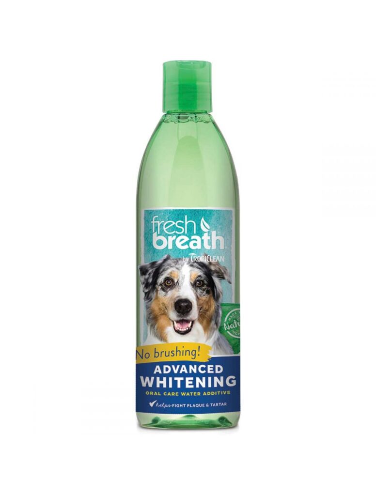 <strong>TropiClean</strong> Water Additive Advanced Whitening, Adivito para Agua Higiene Bucal y Blanqueamiento en Perros y Gatos, 473 ml