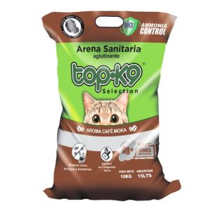 <strong>Top-K9</strong> Iones de Plata, Arena Sanitaria Aglutinante para Gatos, Aroma Café Moka, Bolsa de 10 kg