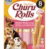 Inaba Churu Rolls, Snack para Perros, Sabores Pollo y Pollo/Salmón, 8 un, bolsa de 96 gr