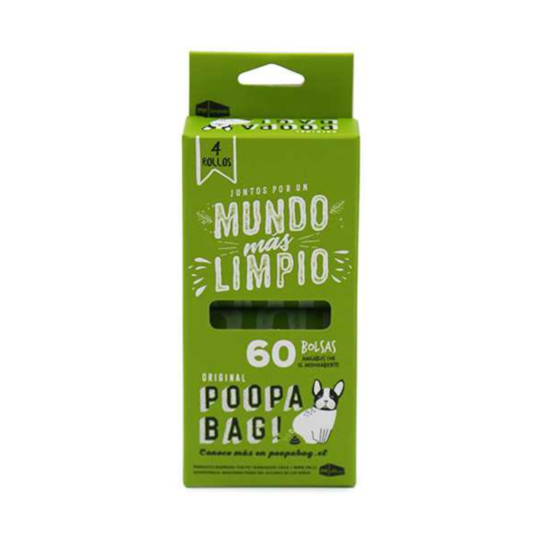 <strong>Poopa Bag</strong> Caja con 4 Rollos de Bolsas Compostables, 60 bolsas.
