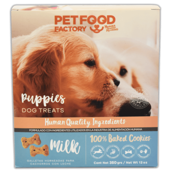 <strong>Pet Food Factory</strong> Puppies Dog Treats, Snack para Perros Cachorro, Galletas de Leche, bolsa de 350 gr