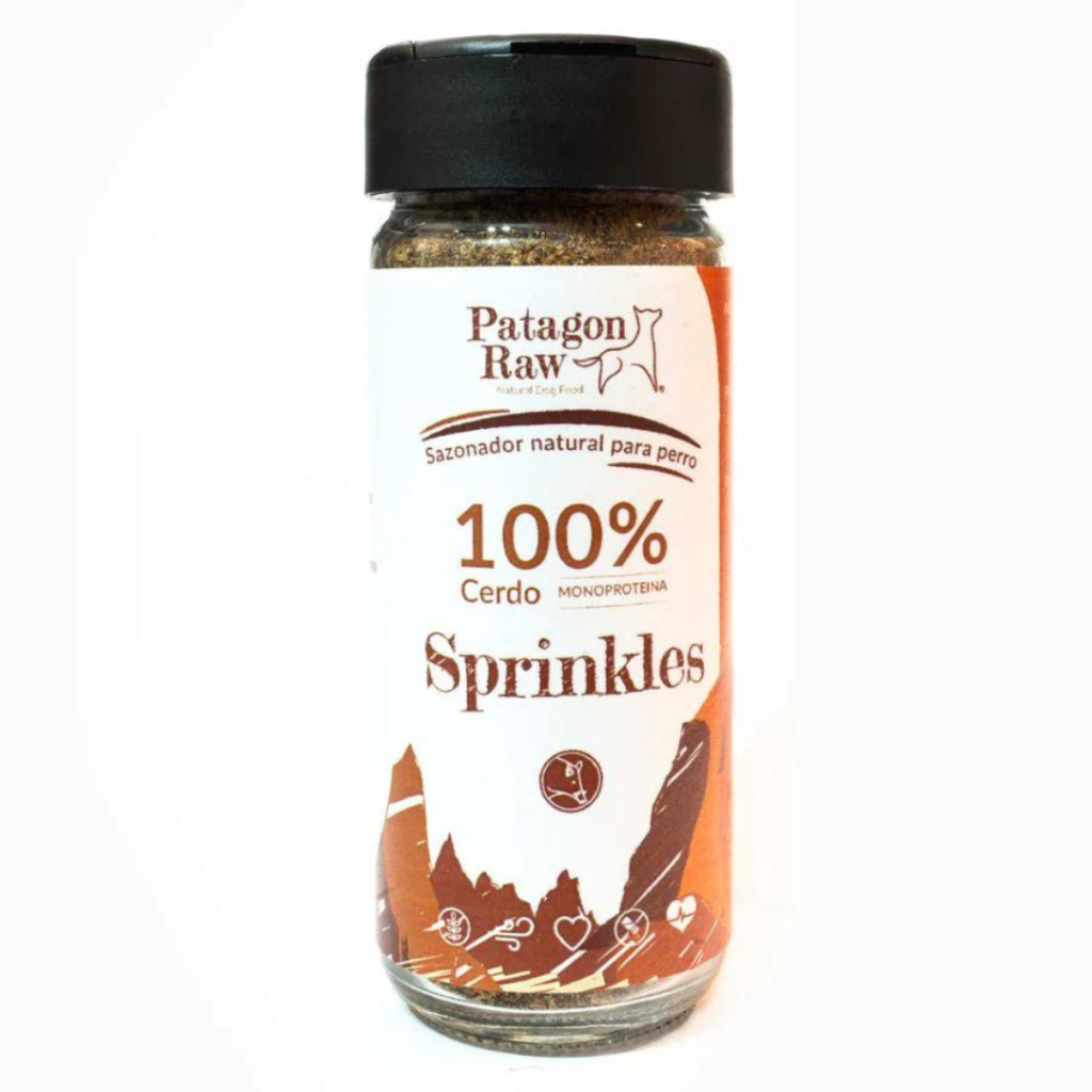 <strong>Patagon Raw</strong> Sprinkles 100% Cerdo, Sazonador en polvo para Perros, Cerdo, pote de 60 gr