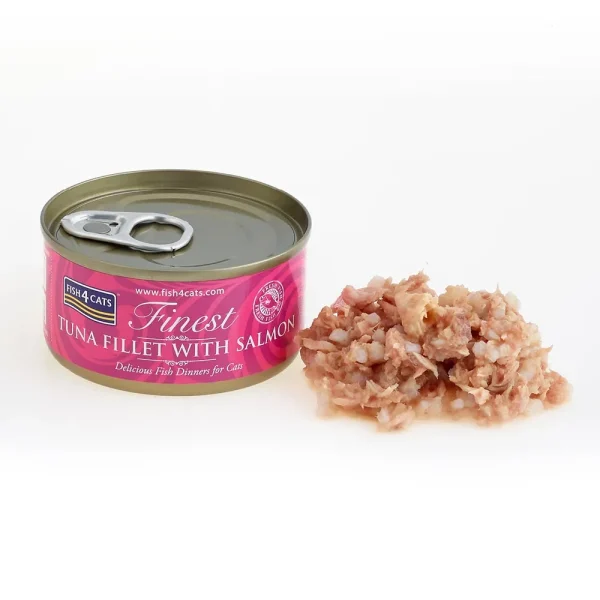 <strong>Fish 4 Cats</strong> Finest, Alimento Húmedo para Gatos, Filete de Atún con Salmón, 70 gr, en lata - Imagen 3