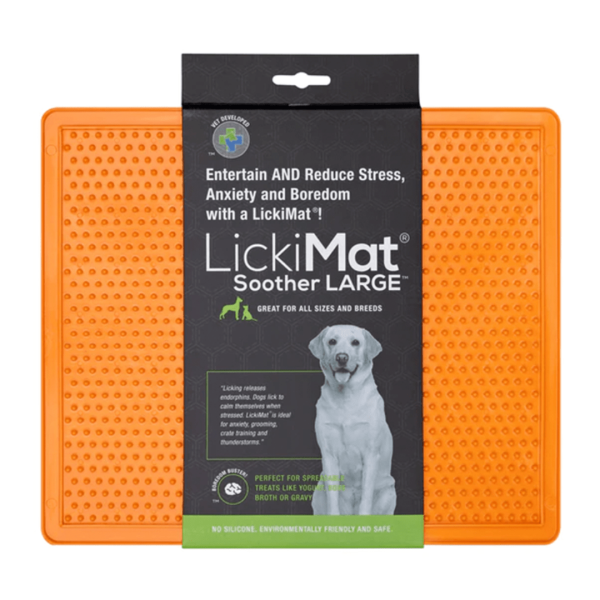<strong>LickiMat Soother</strong> Large Naranjo, Alfombra Interactiva Antiestrés para Perros y Gatos, 1 unidad