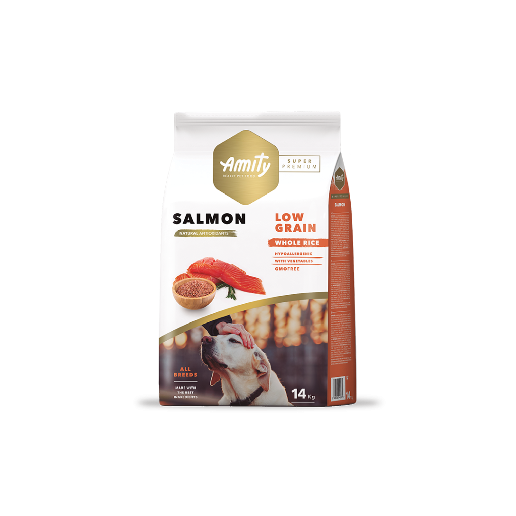 <strong>Amity</strong> Salmon Low Grain, Alimento Seco para Perros, Adulto, Salmón Bajo en Granos, bolsa de 4-14 kg