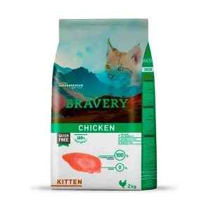 <strong>Bravery</strong> Chicken Cat Kitten, Alimento Seco para Gatitos, Pollo, bolsa de 2 kg