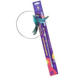 <strong>Wonder Cat</strong> Varilla con Alambre y Plumas para Gatos, Juguete Interactivo, Color Turquesa