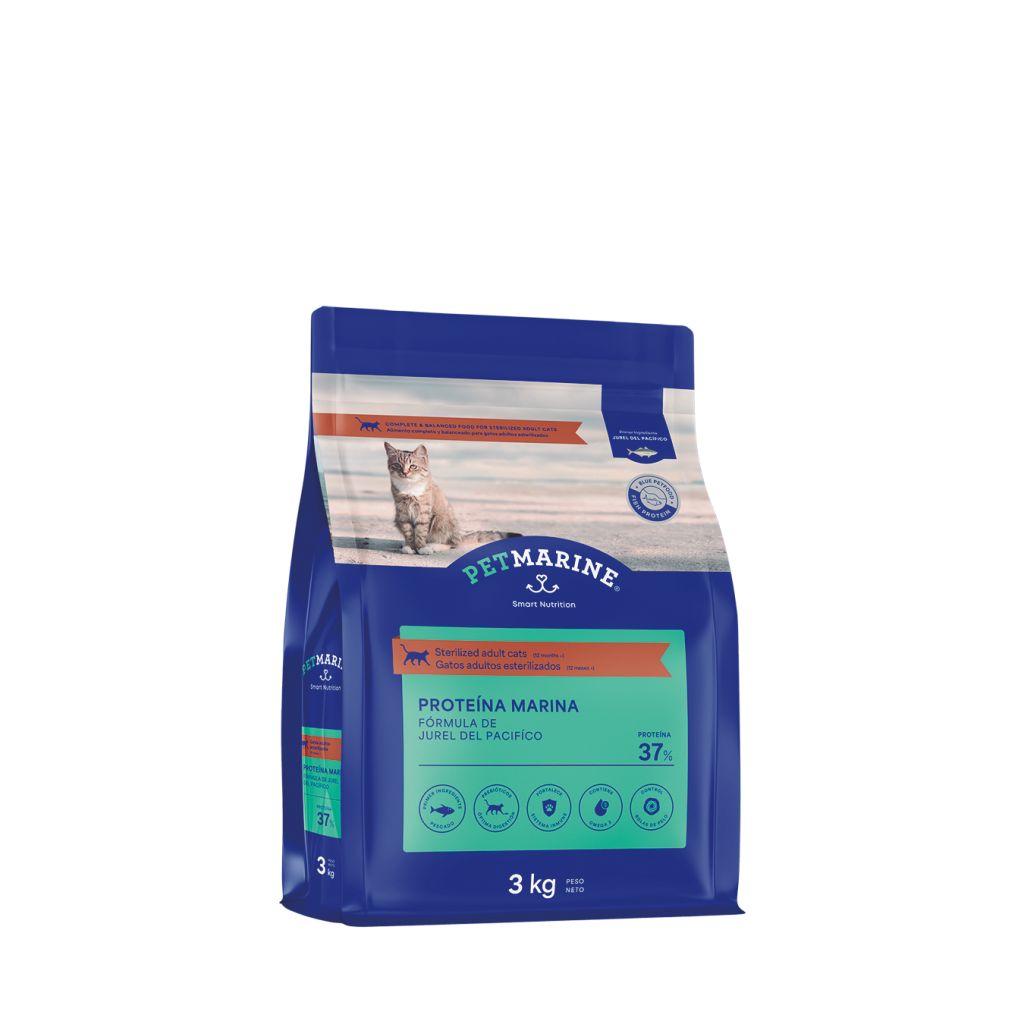 <strong>Pet Marine</strong> Alimento Seco para Gatos, Adulto, Esterilizado, 3-8 kg, en bolsa