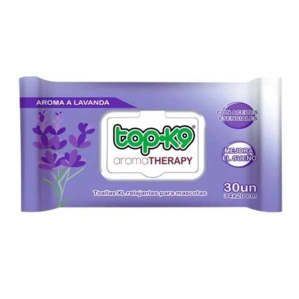 <strong>Top-K9</strong> Aroma Therapy Toallitas Húmedas para Mascotas, Aroma Lavanda, XL, 30 Unidades