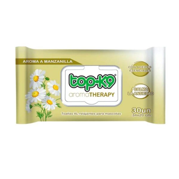 <strong>Top-K9</strong> Aroma Therapy Toallitas Húmedas para Mascotas, Aroma Manzanilla, XL, 30 Unidades
