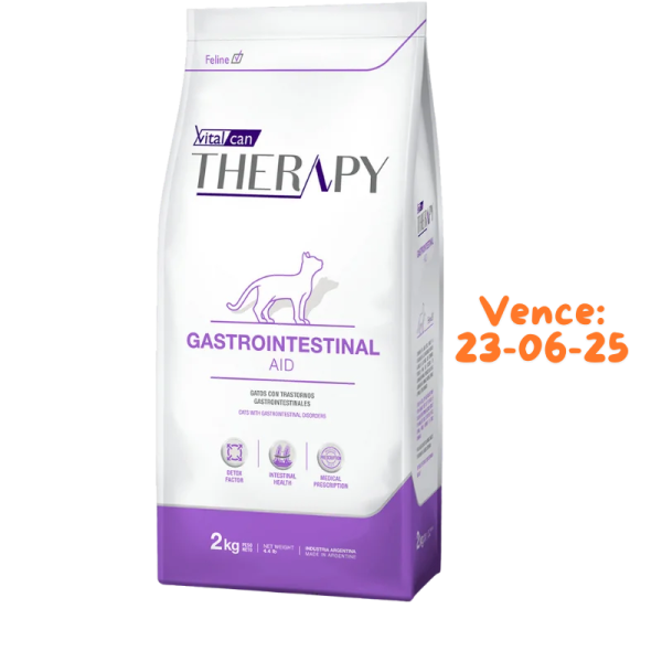 <strong>Vital Can Therapy</strong> Feline Gastrointestinal Aid, Alimento Seco Medicado para Gatos, Cuidado Gastrointestinal, bolsa de 2 kg <strong>(Vence: 23-06-25)</strong>