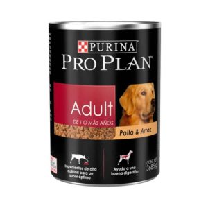 <strong>Purina Pro Plan</strong> Alimento Húmedo para Perros, Adulto, Pollo y Arroz, 370 gr, en lata