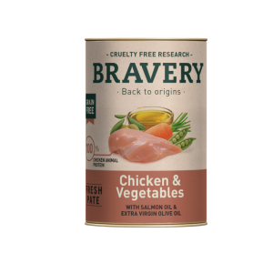 <strong>Bravery</strong> Alimento Húmedo para Perros, Pollo y Vegetales, 290 gr, en lata