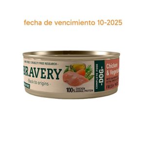 <strong>Bravery</strong> Alimento Húmedo para Perros, Pollo con Vegetales, 80 gr, en lata (Fecha de vencimiento 10-2025)
