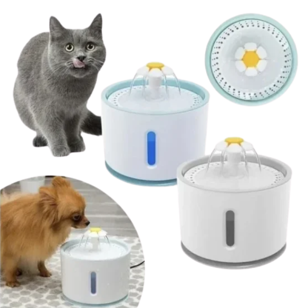 <strong>Guau!</strong> Fuente Bebedera Eléctrica con Luz LED para Gatos y Perros Pequeños, Capacidad de Agua Recirculante de Resina Antibacteriana PP de Alto Brillo, Filtro Triple Acción Incluido - Imagen 2