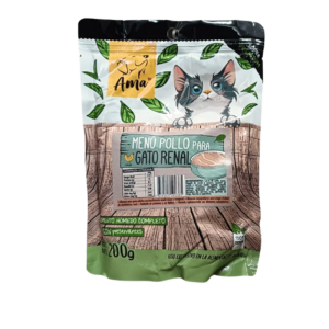 <strong>Ama</strong> Menú Pollo, Alimento Húmedo Completo para Gato Renal, sachet de 200 Gr
