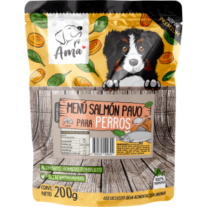 <strong>Ama</strong> Menú Salmón Pavo, Alimento Húmedo Completo Para Perros, sachet de 200 Gr