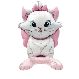 <strong>Mr Party</strong> Globo Mylar, Gato Blanco con Rosado, 35 x 60 cm