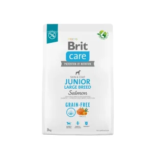 <strong>Brit Care</strong> Grain Free Junior Large Breed, Alimento Seco para Perros Cachorros, Raza Grande/Gigante, Salmón Libre de Granos, bolsa de 3 kg