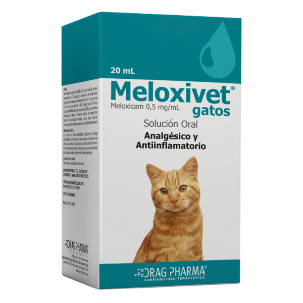 <strong>Drag Pharma</strong> Meloxivet Solución Oral, Analgésico y Antiinflamatorio para Gatos, frasco de 20 ml