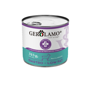 <strong>Gerolamo</strong> Gastro Low-Fat, Alimento Húmedo para Perros, Apoyo Intestinal, Paté, lata de 315 gr