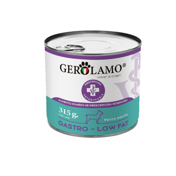 <strong>Gerolamo</strong> Gastro Low-Fat, Alimento Húmedo para Perros, Apoyo Intestinal, Paté, lata de 315 gr