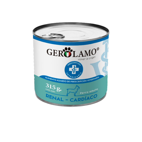 <strong>Gerolamo</strong> Renal, Alimento Húmedo para Perros, Apoyo Renal y Cardíaco, Paté, lata de  315 gr