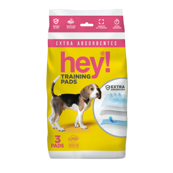 <strong>Hey!</strong> Training Pads Sabanillas de Entrenamiento para Perros Pequeños y Medianos, Tamaño 60 x 58 cm, Pack de 3 Unidades