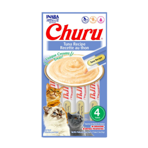 <strong>Inaba</strong> Churu Cat, Snack Húmedo para Gatos, Sabor Atún, 4 tubos exprimibles, bolsa de 56 gr