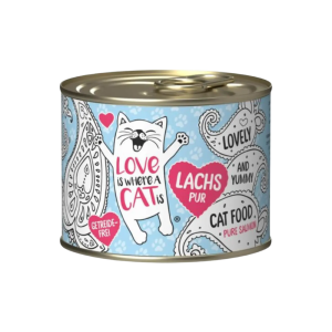 <strong>Love is Where a Cat is</strong> Pure Salmon, Alimento Húmedo para Gatos Libre de Granos, Salmón, lata de 190 gr
