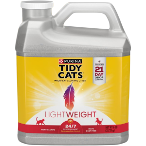 <strong>Purina Tidy Cats</strong> Light Weight, Arena Aglomerante de Arcilla, Liviana, bidón de 2.72 kg