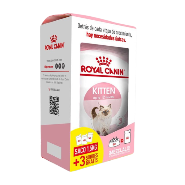 <strong>Royal Canin</strong> Pack Kitten, bolsa 1.5 kg + 3 Sobres Kitten de 85 gr