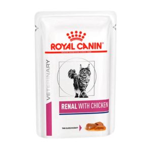 <strong>Royal Canin Veterinary Diets</strong> Renal With Chicken, Alimento húmedo para gatos con Problema Renal, Sabor Pollo, pouch 85 gr