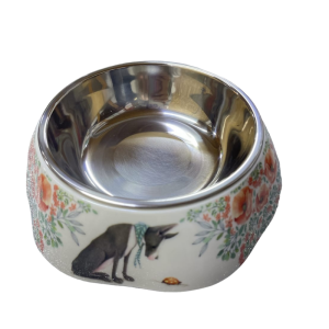 <strong>Wonder Pet</strong> Plato Melamina Acero Inox con Diseño, 340 ML – Flores