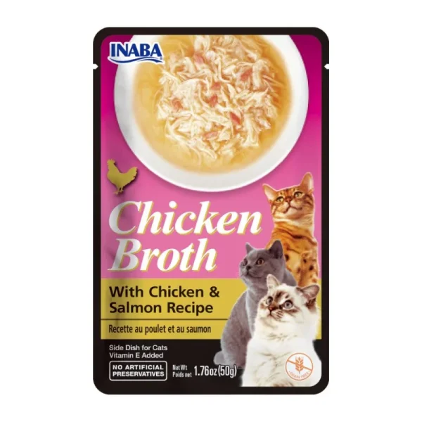 <strong>Inaba</strong> Churu Chicken Broth, Snack Húmedo para Gatos, Caldo de Pollo con Salmón, sachet de 50 gr