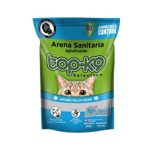 <strong>Top-K9</strong> Iones de Plata, Arena Sanitaria para Gatos Aglutinante, Aroma Talco de Bebé, bolsa de 2 kg