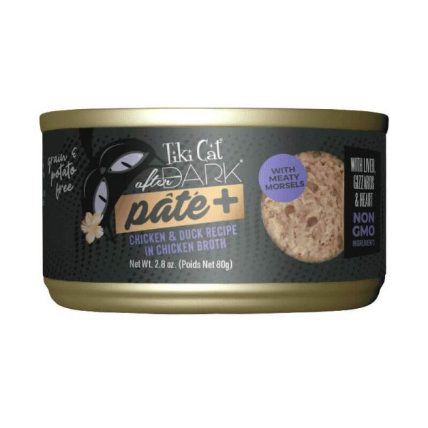 <strong>Tiki Cat</strong> After Dark Paté Chicken & Duck, Alimento Húmedo para Gatos, Pollo y Pato, lata de 80 Gr