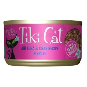 <strong>Tiki Cat</strong> Hana Grill Ahi Tuna & Crab, Alimento Húmedo para Gatos, Atún y Cangrejo, lata de 80 gr
