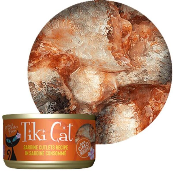 <strong>Tiki Cat</strong> Tahitian Grill Sardine Cutlets, Alimento Húmedo para Gatos, Chuletas de sardinas, lata de 80 gr - Imagen 2