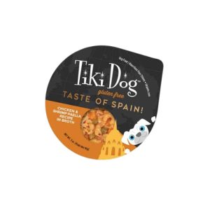 <strong>Tiki Dog</strong> Taste of Spain Chicken & Shrimp Paella, Alimento Húmedo para Perros, Paella de Pollo y Camarones, 85 gr