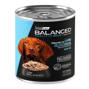 <strong>Vitalcan Balanced</strong> Soufflé de Pollo, Alimento Húmedo para Perro Adulto, Sabor Pollo, Lata 340 gr
