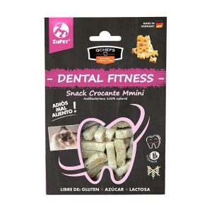 <strong>Zupet</strong> QChefs Dental Fitness Crocante Mmini, Snack Dental para Gatos, Queso, bolsa de 60 gr