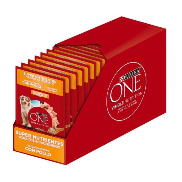 <strong>Pack: Purina ONE</strong> Super Nutrientes, Alimento Húmedo para Perros, Cachorro y Adulto, Pollo, 15 pouch de 85 gr