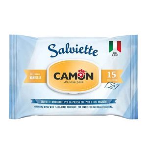 <strong>Camon</strong> Salviette, Toallitas Húmedas con Aroma Vainilla, para Perros y Gatos, Bolsa de 15 Unidades