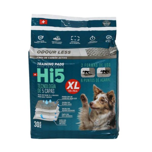 <strong>Hi5</strong> Sabanillas de Entrenamiento con Carbón Activo para Perros, Training Pads, Tamaño XL (120 x 90 cm), Pack de 30 Unidades